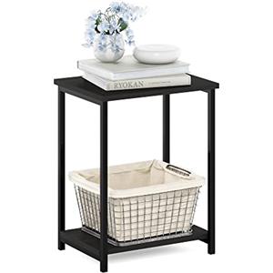 Furinno Semplicistico Tavolo terminale, Legno ingegnerizzato Metallo, Espresso, 1-Confezione