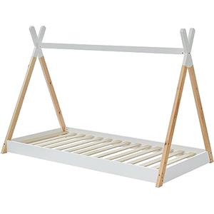 BAÏTA Letto tepee per bambini Montessori Tiny - Legno massiccio di pino naturale - 90 x 190 cm TINYTIPI Naturale/Bianco