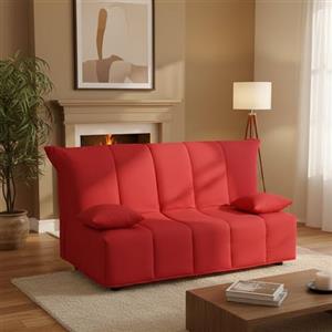 Talamo Italia Letto Alisee, Divano a 2 posti, 100% Made in Italy, Sofà Soggiorno con Apertura a Carrello, in Tessuto imbottito, con Cuscini Inclusi, Cm 125x90h85, Rosso
