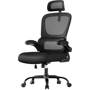 SONGMICS Sedia Ergonomica da Ufficio, Sedia Computer, Tessuto Rete a Doppio Strato, Braccioli Sollevabili, Supporto Lombare Adattabile, Poggiatesta Regolabile, per Studio, Nero Inchiostro OBN041B01