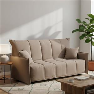 Talamo Italia Letto Allyson, Divano a 3 posti, 100% Made in Italy, Sofà Soggiorno con Apertura a Carrello, in Tessuto imbottito, con Braccioli Standard, Cm 190x90h85, Tortora