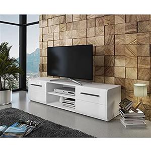 Dmora Mobile Porta Tv Con Due Ante E Un Vano Aperto, Cm 160 X 40 X 40, Colore Bianco