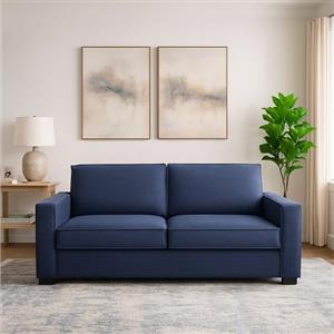 Dmora Divano Fisso 2 posti Adriana, Sofà Soggiorno in Tessuto, Braccioli Standard, 100% Made in Italy, Cm 180x95h90, Blu