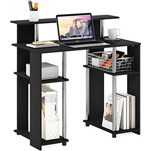 Furinno JAYA Scrivania per computer dal design semplice, Americano, Tubi in acciaio inossidabile