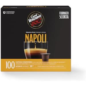 Caffè Vergnano 1882 - 100 Capsule - Caffè Compostabili e Compatibili con Nespresso, Napoli - Pack da 100 capsule