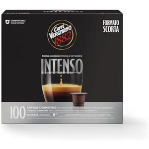 Caffè Vergnano 1882 Èspresso Capsule Caffè Compatibili Nespresso Compostabili, Intenso - Pack da 100 Capsule