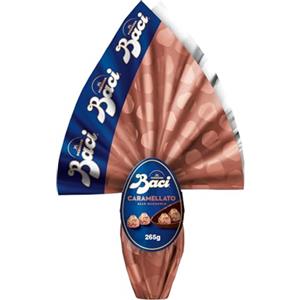 Perugina BACI PERUGINA Uovo di Pasqua 2026 Cioccolato Caramellato alle Mandorle con Sorpresa Esperienziale e 4 Cioccolatini 265g