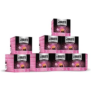 Bialetti Caffè d'Italia, Multipack 128 Capsule, 8 Box da 16 Capsule, Palermo, Intensità 12, Compatibili con Macchine Bialetti sistema chiuso, 100% Alluminio