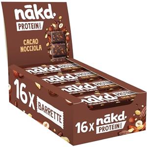 Nākd. Protein Cacao Nocciola | Barrette Proteiche | 7g di Proteine Vegetali | 100% Ingredienti Naturali | Senza Zuccheri Aggiunti | Vegan | 16 x 45g | 720g
