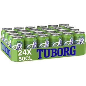 Tuborg, Cassa con 24 Lattine da 50cl, Birra Lager, Gusto Fresco e Dissetante, Gradazione Alcolica 5.0% Vol