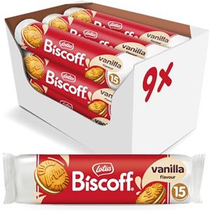 Biscoff Lotus Biscoff | Biscotto Sandwich con Ripieno al Gusto Vaniglia | 15 Biscotti per Confezione | Ingredienti di Origine Naturale | Vegano | Senza Coloranti o Additivi Artificiali | 9 x 150g | 1,35 kg