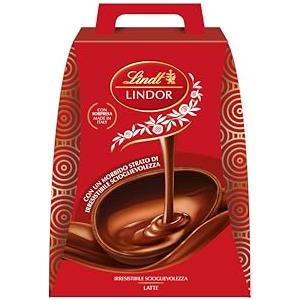 Lindt LINDOR Uova di Pasqua Cioccolato al Latte, Uovo al Cioccolato al Latte Doppio Strato con Sorpresa, 360g