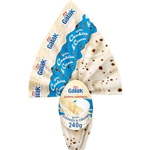 GALAK Uovo di Pasqua 2026 Cioccolato Bianco Cookies & Cream con Sorpresa e 2 Cioccolatini 240g