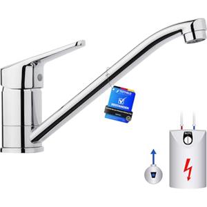 IBERGRIF M14450-98 - Miscelatore per lavello da cucina, per roulotte, monoblocco monoblocco con beccuccio girevole lungo, a bassa pressione, girevole a 360°, ottone cromato