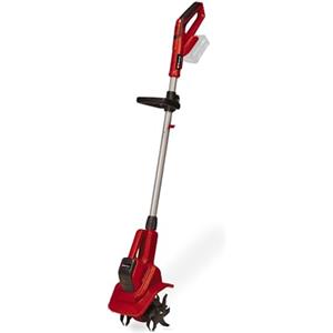 Einhell Motozappa a batteria, 18 V, agli ioni di Li, regolazione della velocità, lama scarificatrice, presa aggiuntiva, senza batteria o caricabatterie, colore: rosso/nero