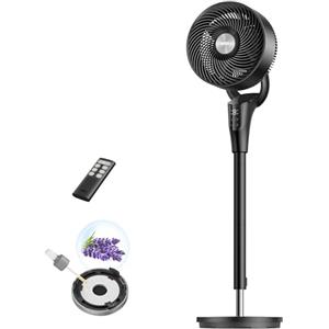 Dreo Ventilatore a Piantana Silenzioso 25dB, Oscillazione Orizzontale Automatica 80°, 3 Velocità, Portata fino a 24m, Potente con Telecomando, Inclinazione Verticale Manuale 90°, Timer 6 Ore