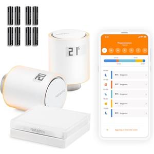 Netatmo Starter Pack Valvole Smart Wifi per Radiatore, Controllo remoto, Risparmio energetico, Pacchetto riscaldamento collettivo, Compatibile con Amazon Alexa, Apple e Google NVP-AMZ