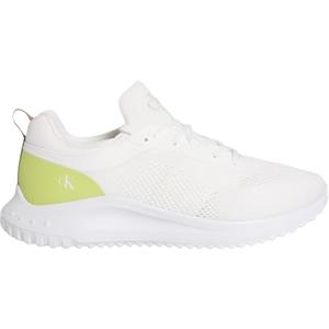 Calvin Klein Uomo Sneakers Running Eva Tech Knit con Logo, Bianco (Bright White//Wild Lime/Rubber), 40