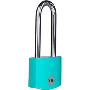 Yale Lucchetto in alluminio con arco lungo YE3B/38/156/1/TE verde acqua, corpo 38mm, 3 chiavi