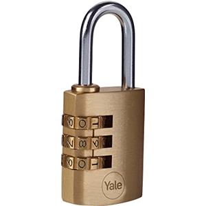 Yale Lucchetto in ottone a combinazione Y150B/30/125/1 corpo 30mm, arco in acciaio, combinazione a 3 cifre