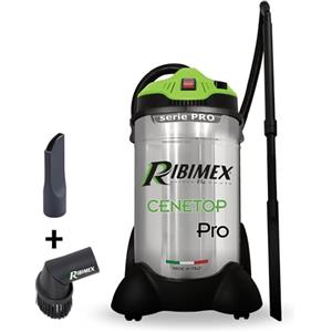 Ribimex Aspiracenere Elettrico Professionale Cenetop PRO, Pulizia Automatica del Filtro HEPA, Bidone da 30 L, Potenza 1200 W, per Pulizia Intensiva di Stufe e Camini, Funzione Soffiante - PRCEN014PRO