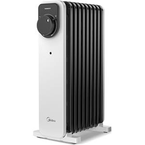 Midea Termoconvettore a Olio, 2000W, 9 alette, Controllo a Manopola, Termostato Regolabile, 3 Livelli di Calore, Protezione da Ribaltamento e Surriscaldamento, Ultra Silenzioso per Ufficio e Casa