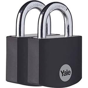 Yale YE3B/38/119/2/BK - Lucchetto in alluminio YE3B/38 38 mm nero: corpo leggero e resistente con doppia chiusura cilindro a 5 perni e arco in acciaio temprato testato EN12320