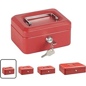 ARREGUI Elegant C9214 Cassetta di sicurezza con chiave per contare e trasportare denaro | Cassetta Portavalori in acciaio con vassoio Portamonete | Cassaforte portatile de 15 cm di larghezza | Rosso