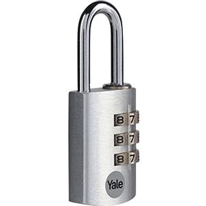 Yale Lucchetto in alluminio a combinazione YE3CB/28/126/1/S argento, corpo 28mm, arco in acciaio, combinazione a 3 cifre