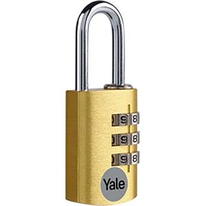 Yale Lucchetto in alluminio a combinazione YE3CB/20/121/1/GO oro, corpo 20mm, arco in acciaio, combinazione a 3 cifre