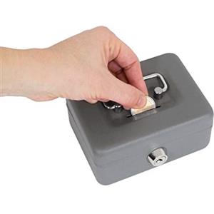 ARREGUI Elegant C9006 Cassetta di sicurezza con chiave per contare e trasportare denaro | Cassetta Portavalori in acciaio con fessura | Cassaforte portatile de 12,5 cm di larghezza | Grigio grafite