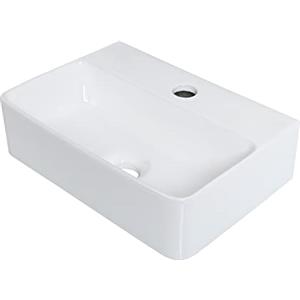 Ibergrif Lavandino da Cucina in Ceramica Bianca, Antigraffio con Foro per Rubinetto, Compatto per Piccoli Spazi e Bagni, Montaggio a Parete, 375x262x105 mm, M41101