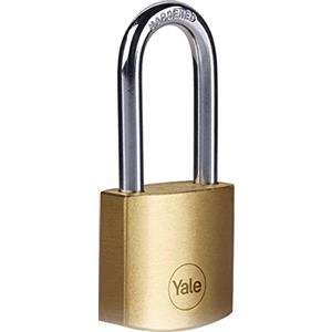 Yale Lucchetto in ottone Y110B/40/140/1 corpo 40mm, arco lungo in acciaio, 3 chiavi