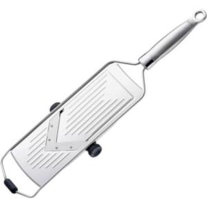 RÖSLE Mandolina con Lama a V, Utensile, per Verdure come Cetrioli o Pomodori, 5 Spessori di Taglio, Acciaio 18/10, con Base in Silicone, Incluso Supporto Salva Dita e Custodia Protettiva