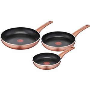 Lagostina Ramata Set Padelle Antiaderenti in Alluminio Ø 20/24/28 cm, Esterno Effetto Rame, 3 Pezzi, Batteria di Pentole Gas e Forno con Indicatore Cottura e Manici Ergonomici in Bakelite