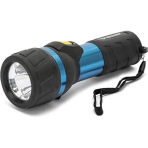 Velamp IMPULSE Torcia LED impermeabile 3W - Impugnatura antiscivolo e laccetto - Alta potenza e resistenza - Per uso esterno ed emergenze - 2 batterie tipo D