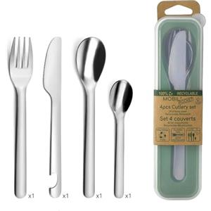 Amefa Mobil'Pocket Set di 4 Posate nomadi, Acciaio Inossidabile