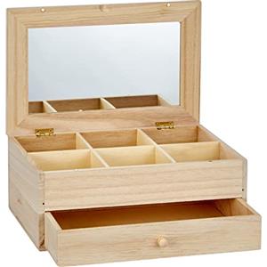 Artemio - Tavolino con portagioie, in Legno da Decorare, con Specchio