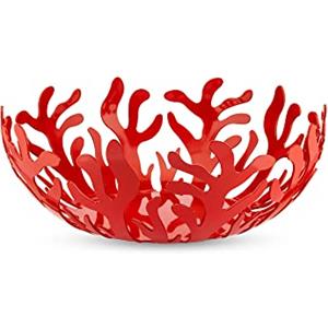 Alessi Mediterraneo ESI01/29 Fruttiera di Design in Acciaio Colorato Rosso - Cesta Porta Frutta, Centrotavola, Designer LPWK, Emma Silvestris, 10.80 cm x 29 cm