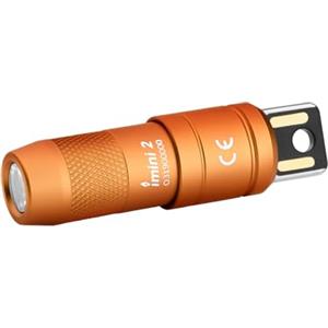 OLIGHT I Mini 2 Mini Torcia Portachiavi a LED con Base Magnetica, Ricarica USB-A, Grado IPX6 e 21 Metri, Torcia Portachiavi Compatta per Picnic, Riparazioni ed Emergenze (Arancione)