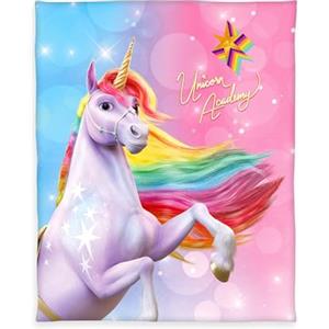 Herding Unicorn Academy Coperta in morbido pile, 130 x 160 cm, 100% poliestere, multicolore