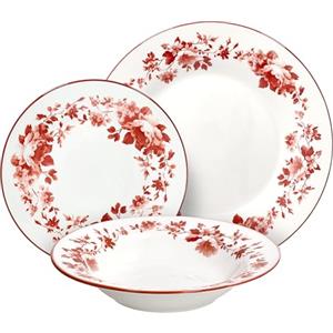 Tognana Charlotte, Servizio piatti 18 pezzi per 6 persone, Porcellana, Rosso