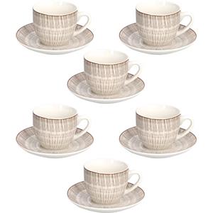 Tognana, Confezione 6 tazze the con piatto Cc 200 Virtuo Beige, New Bone China, Beige