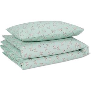 Amazon Basics Set Letto Bambini 100% Cotone Biologico, Copripiumino Reversibile 100 x 135 cm & Federa 40 x 60 cm per Lettino, Cani a Pois Verde Menta