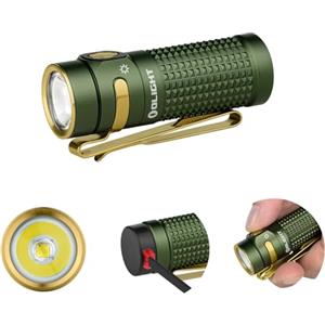 OLIGHT Baton4 Torcia EDC Standard per Tasca, Compatta e Potente 1300 Lumen Pulsanti Laterali Durevoli e Luci di Indicazione Torcia LED Adatta per Uso Domestico o Viaggi all'Aperto (Verde)