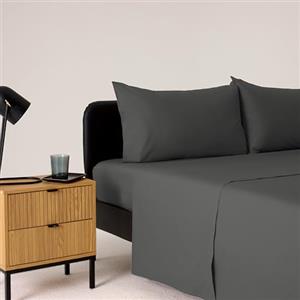 Bassetti Completo Letto Matrimoniale, Grigio, 100% Cotone, 240X280 cm, Set Lenzuola, Parure, Lavabile In Lavatrice, Lenzuolo Sopra, Lenzuolo Sotto Con Angoli, 2 Federe