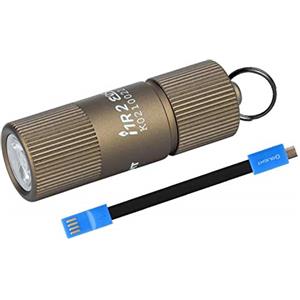 OLIGHT I1R II Mini Torcia LED da 150 Lumen Luce Portachiavi Ricaricabile Flshlight EOS Piccola Tascabile Impermeabile IPX8, per Campeggio, Escursionismo, con Cavo USB(Deserto)