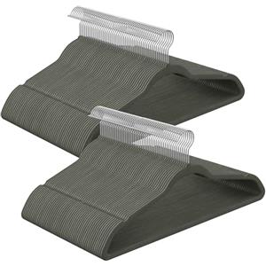SONGMICS Grucce Appendiabiti in Velluto, 100 Pezzi, Salvaspazio e Antiscivolo, Gancio Girevole a 360°, Spesso 0,6 cm, Largo 41,5 cm, Cappotti Pantaloni, Grigio e Argento CRF026G100