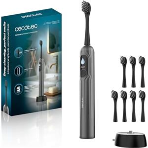 Cecotec Spazzolino elettrico Sonico ToothCare UltraSonic PlatiniumSwing. Oscillazione, 50000rpm, 8 Teste, 5 Modalità, Schermo, Rapporto Pulizia, Ricarica Wireless e Custodia