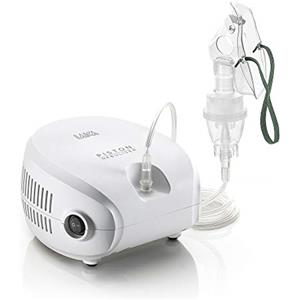 LAICA Aerosol a Pistone NE2014 - Nebulizzatore per Aerosolterapia a Nebulizzazione Fine con Maschere Adulto e Pediatrica, Ampolla Regolabile, Boccaglio, Forcella Nasale e 5 Filtri